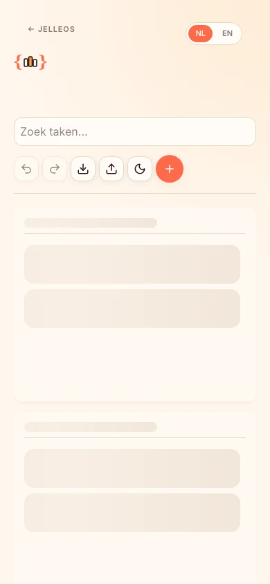 Screenshot van Jello met JelleBuilds-logo en kanban-kolommen
